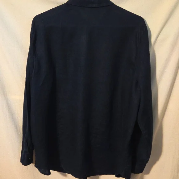J Jill Love Linen Tunic Shirt Dark Navy Size Large - Picture 5 of 5